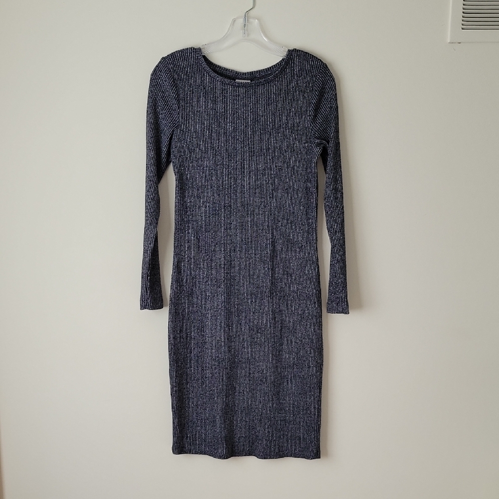 A New Day Women's Gray Long Sleeve Rib Knit Sweater Dress- Size S